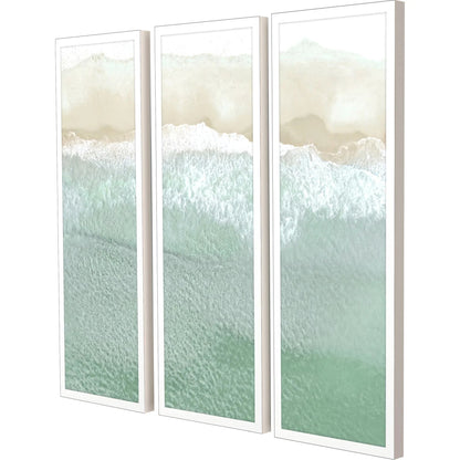 On the Shore Wood Turquoise Framed Wall Art 3PC