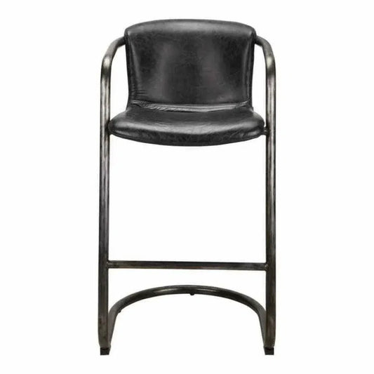 Onyx Black Leather Barstool - LOOMLAN - Moe's Home - Bar Stools