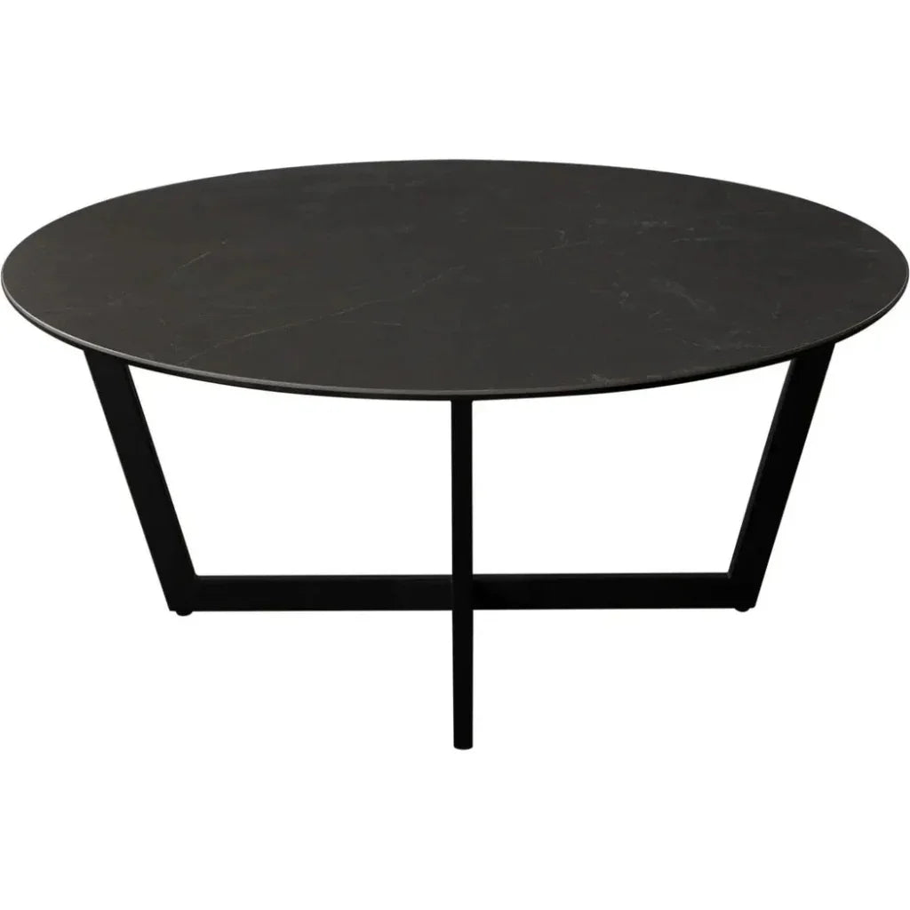 Onyx Ceramic Glass & Meta Black Round Cocktail Table - LOOMLAN - Diamond Sofa - Coffee Tables