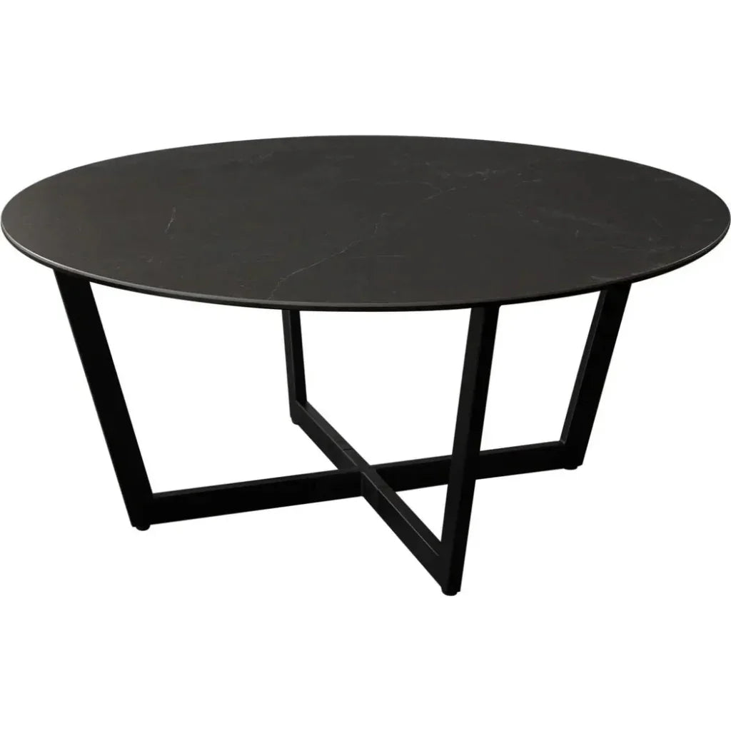 Onyx Ceramic Glass & Meta Black Round Cocktail Table - LOOMLAN - Diamond Sofa - Coffee Tables