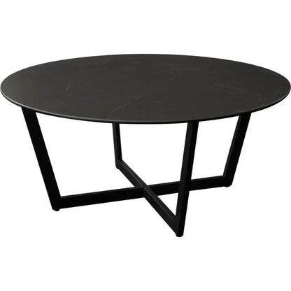 Onyx Ceramic Glass & Meta Black Round Cocktail Table - LOOMLAN - Diamond Sofa - Coffee Tables