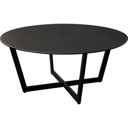 Onyx Ceramic Glass & Meta Black Round Cocktail Table - LOOMLAN - Diamond Sofa - Coffee Tables