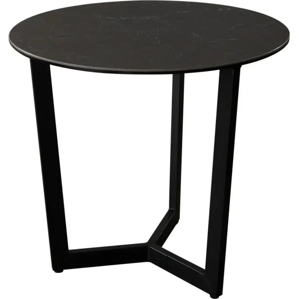 Onyx Ceramic Glass & Meta Black Round End Table - LOOMLAN - Diamond Sofa - Side Tables