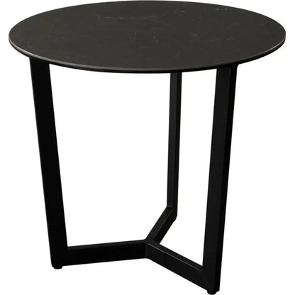 Onyx Ceramic Glass & Meta Black Round End Table - LOOMLAN - Diamond Sofa - Side Tables