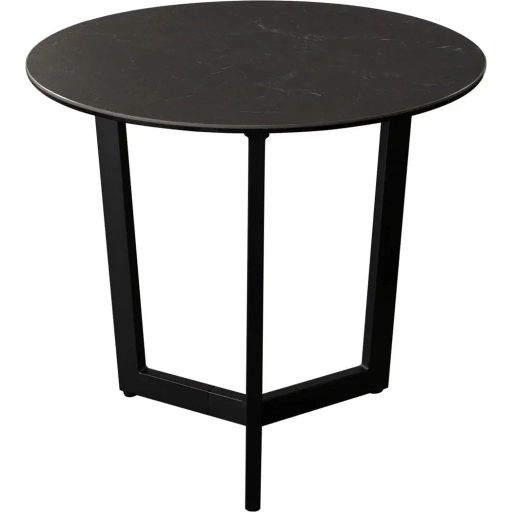 Onyx Ceramic Glass & Meta Black Round End Table - LOOMLAN - Diamond Sofa - Side Tables
