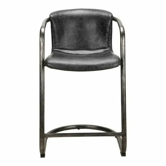 Onyx Counter Stool Black Leather Industrial - LOOMLAN - Moe's Home - Counter Stools