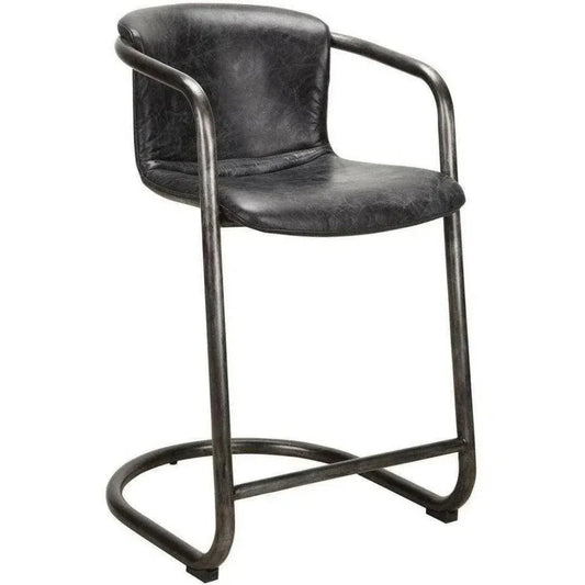 Onyx Counter Stool Black Leather Industrial - LOOMLAN - Moe's Home - Counter Stools