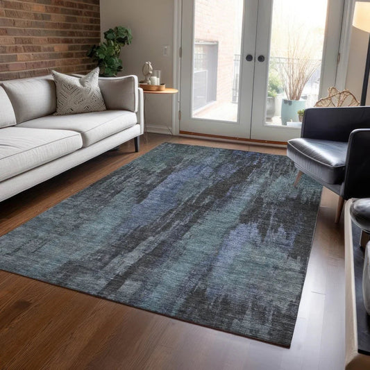 Onyxelle Blue Washable Indoor - Outdoor Rug - LOOMLAN - LOOMLAN Rugs - Outdoor Rugs