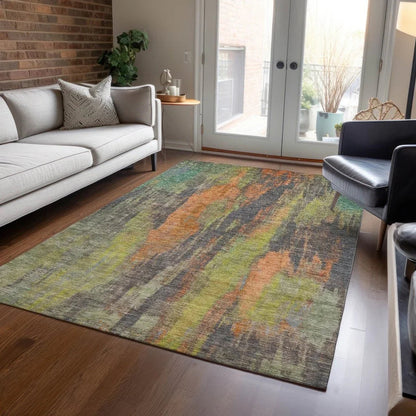 Onyxelle Orange Washable Indoor - Outdoor Rug - LOOMLAN - LOOMLAN Rugs - Outdoor Rugs