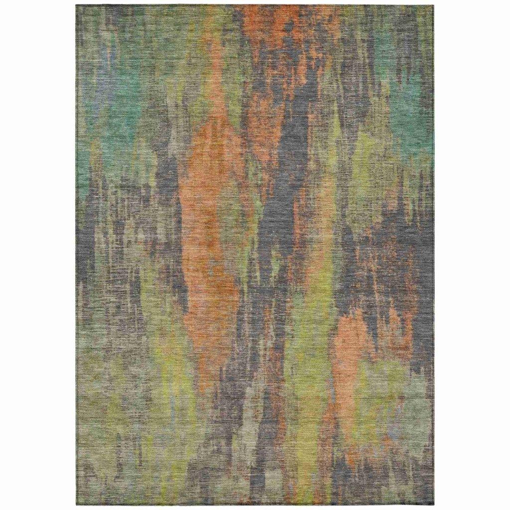 Onyxelle Orange Washable Indoor - Outdoor Rug - LOOMLAN - LOOMLAN Rugs - Outdoor Rugs