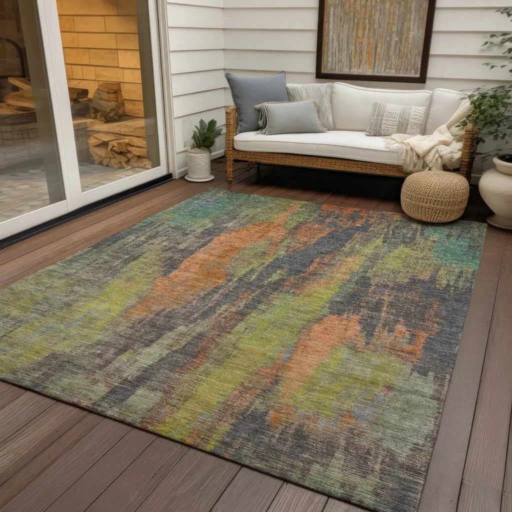 Onyxelle Orange Washable Indoor - Outdoor Rug - LOOMLAN - LOOMLAN Rugs - Outdoor Rugs