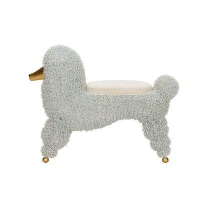 Ooh La La Poodle White Stool - LOOMLAN - Chelsea House - Poufs and Stools