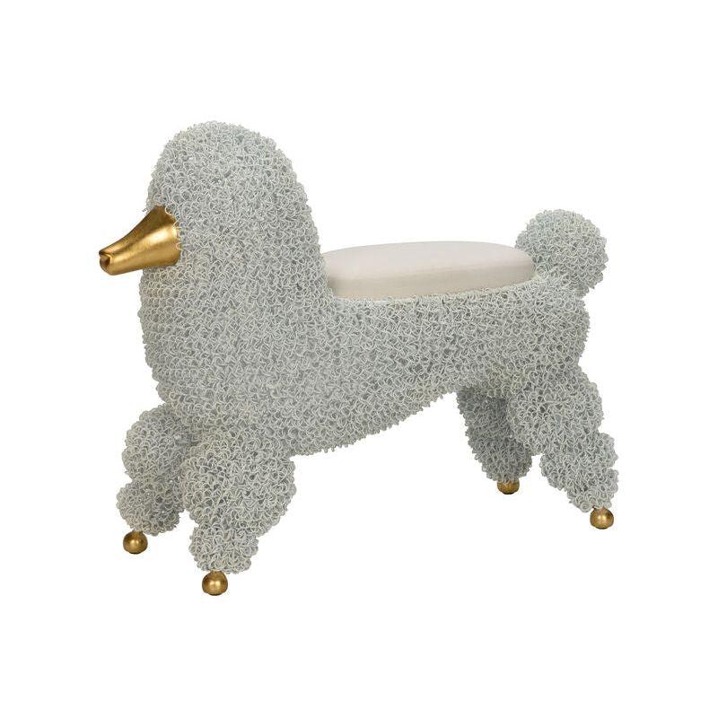 Ooh La La Poodle White Stool - LOOMLAN - Chelsea House - Poufs and Stools