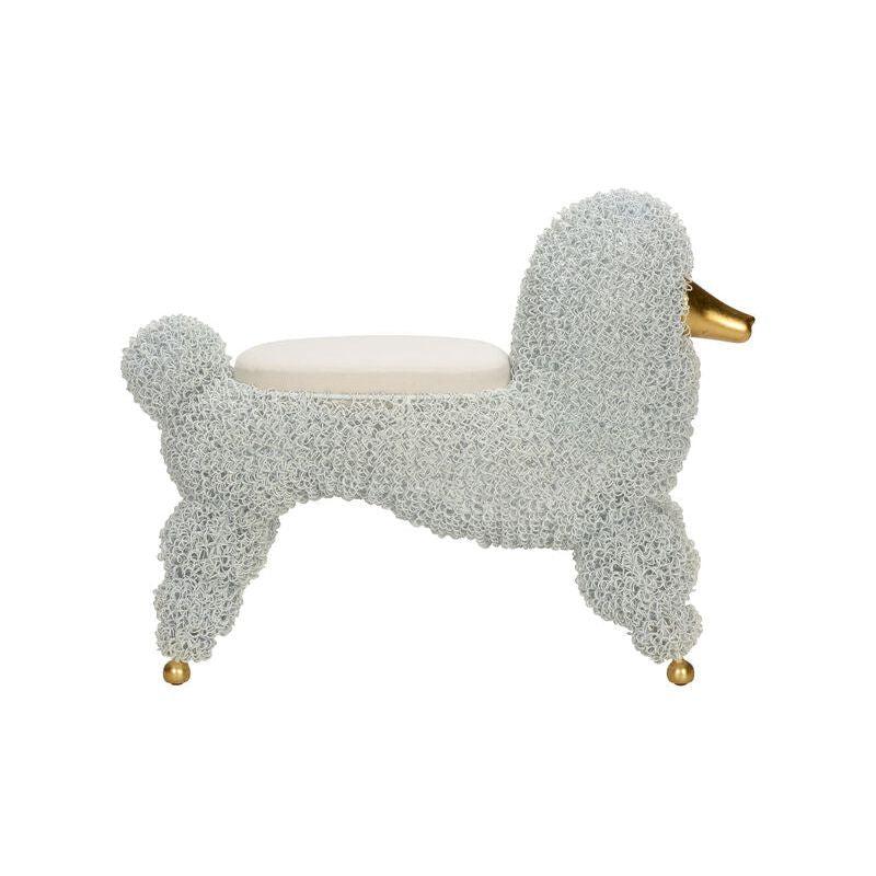 Ooh La La Poodle White Stool - LOOMLAN - Chelsea House - Poufs and Stools