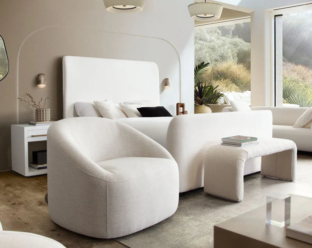 Opal Oat Fabric Swivel Contoured Arm Chair - LOOMLAN - Diamond Sofa - Club Chairs