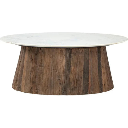 Opal White Marble Topped Oval Coffee Table - LOOMLAN - Coffee Tables