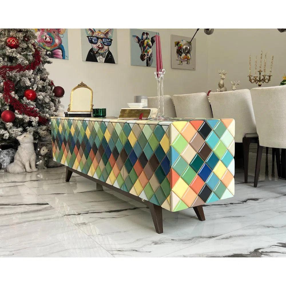 Opaque Rainbow Diamond Wood Credenza - LOOMLAN - Victor Betancourt - Sideboards
