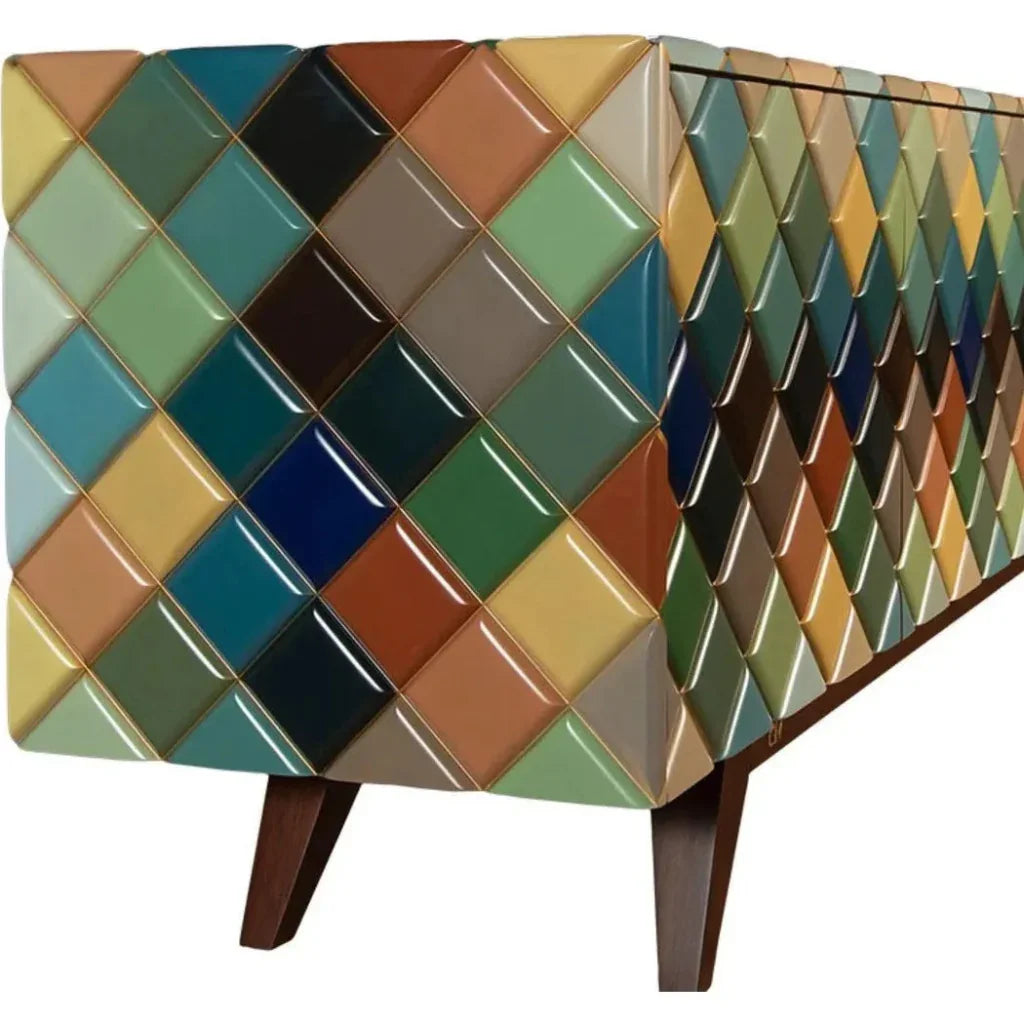Opaque Rainbow Diamond Wood Credenza - LOOMLAN - Victor Betancourt - Sideboards