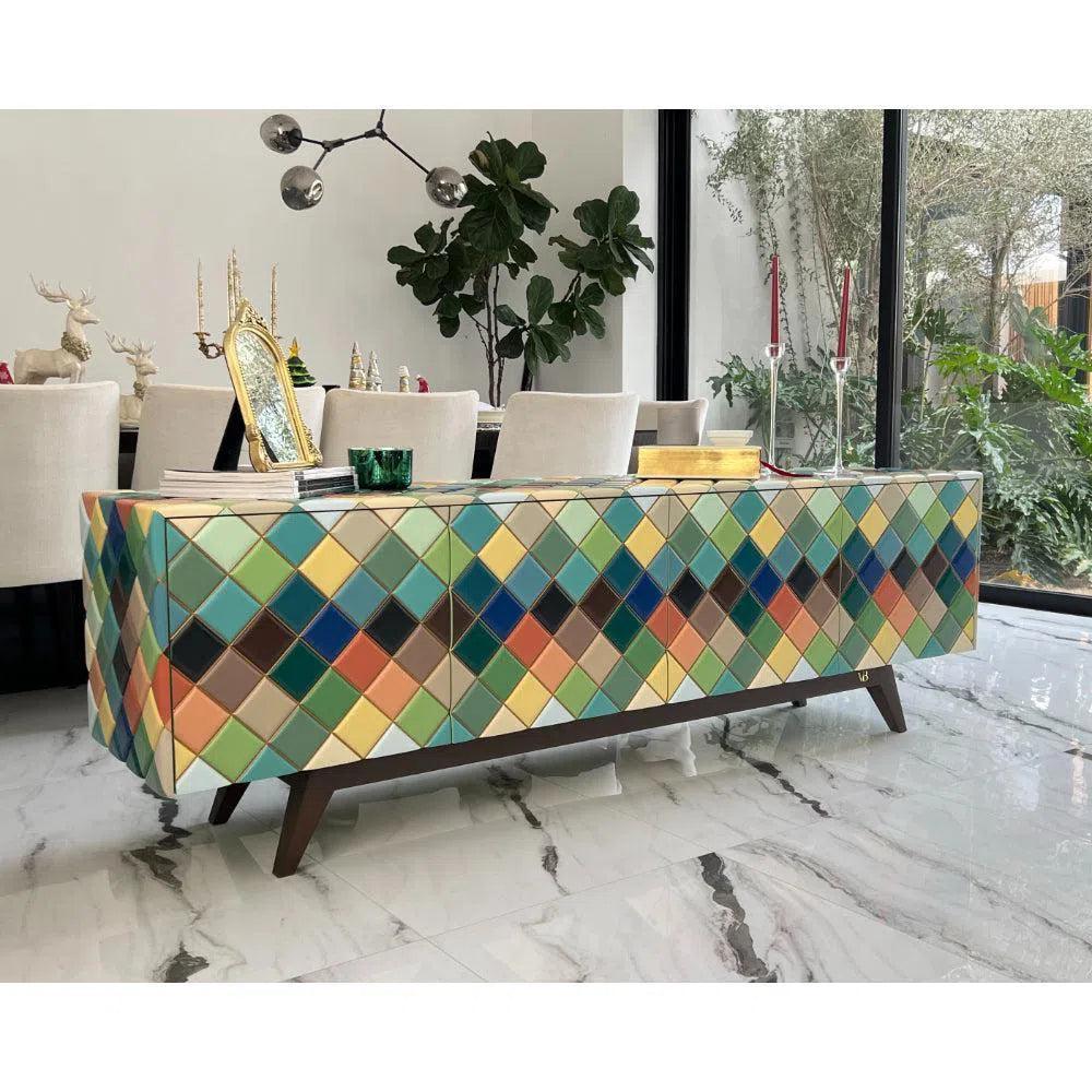 Opaque Rainbow Diamond Wood Credenza - LOOMLAN - Victor Betancourt - Sideboards
