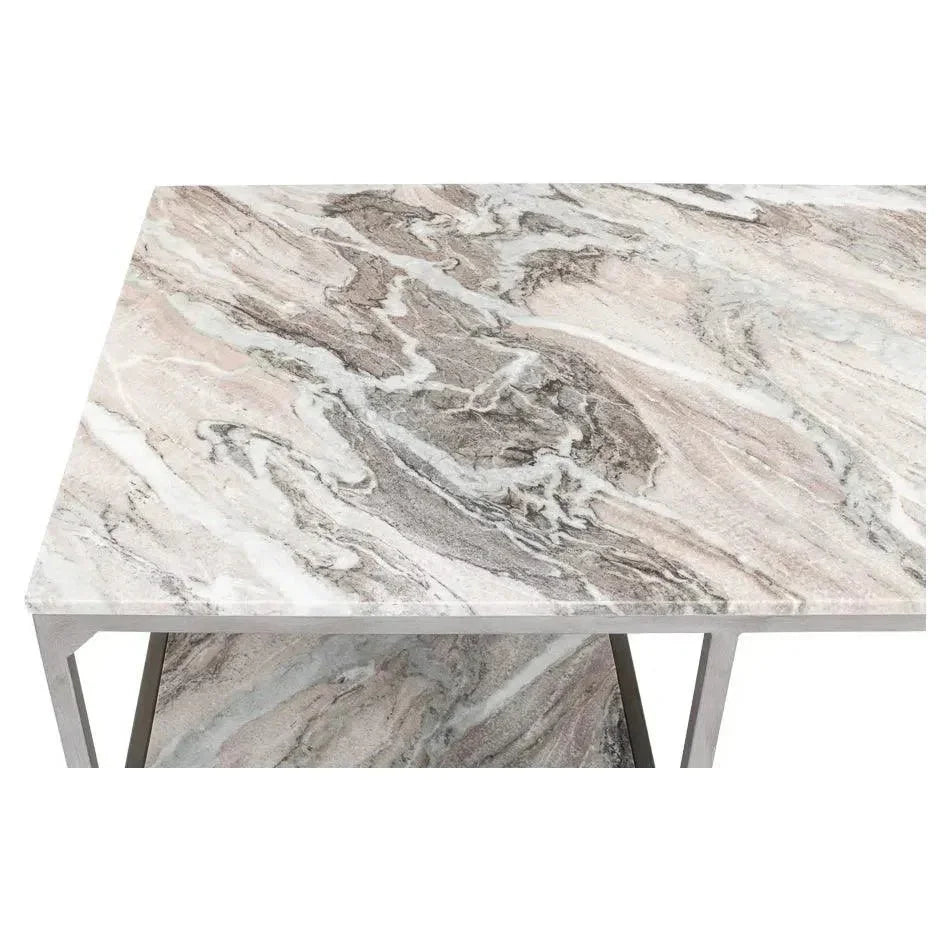 Open Desk With Shelves Marble Top-Home Office Desks-Sarreid-LOOMLAN