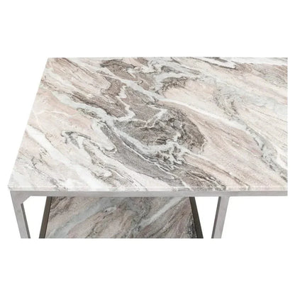 Open Desk With Shelves Marble Top-Home Office Desks-Sarreid-LOOMLAN