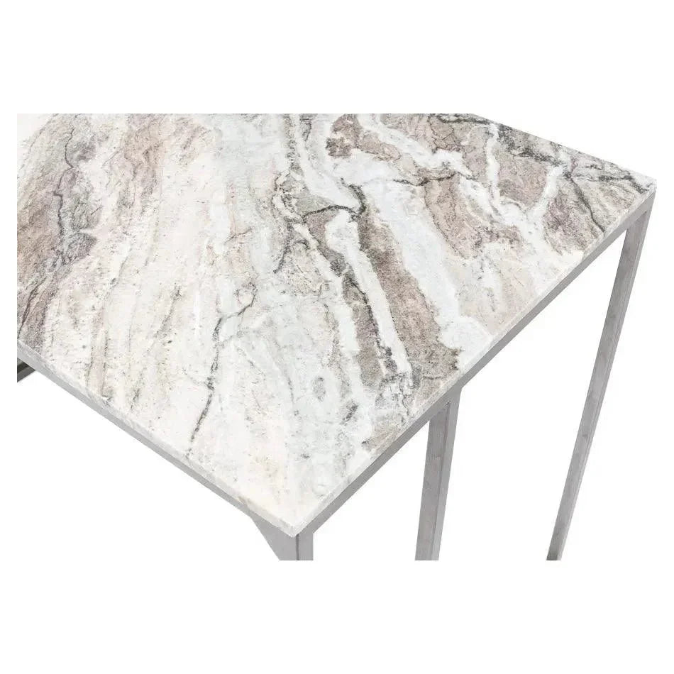 Open Desk With Shelves Marble Top-Home Office Desks-Sarreid-LOOMLAN