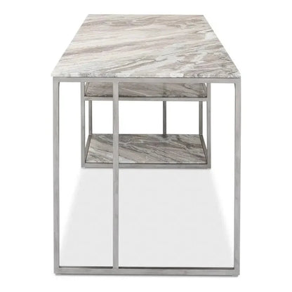 Open Desk With Shelves Marble Top-Home Office Desks-Sarreid-LOOMLAN