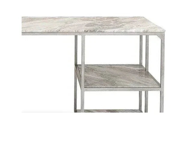 Open Desk With Shelves Marble Top-Home Office Desks-Sarreid-LOOMLAN