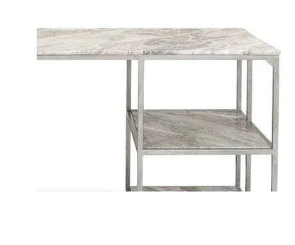 Open Desk With Shelves Marble Top-Home Office Desks-Sarreid-LOOMLAN