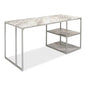 Open Desk With Shelves Marble Top-Home Office Desks-Sarreid-LOOMLAN