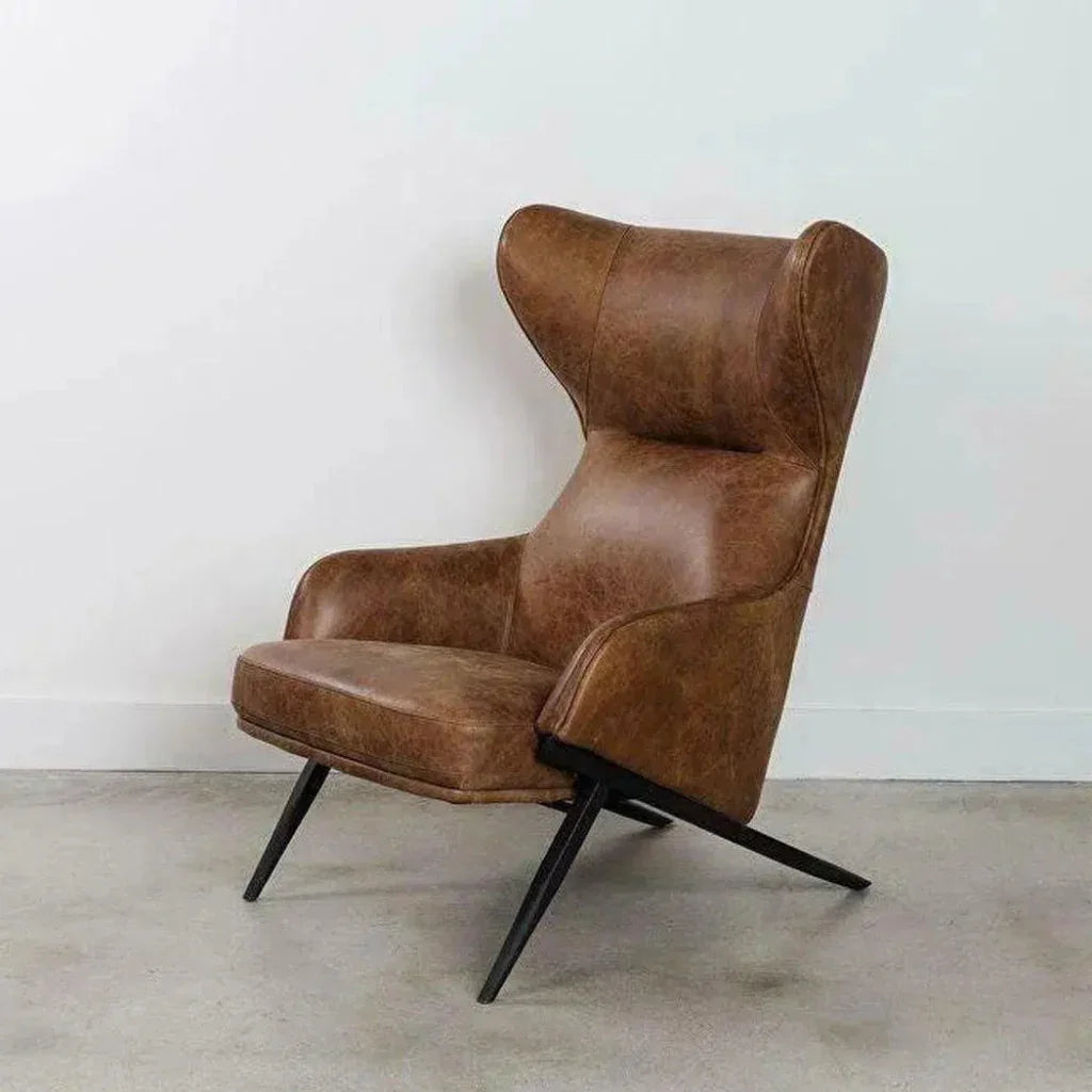 Open Road Brown Leather Lounge Chair - LOOMLAN - Moe's Home - Accent Chairs