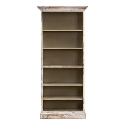 Open Shelf Bookcase Disrupted White - LOOMLAN - Sarreid - Bookcases