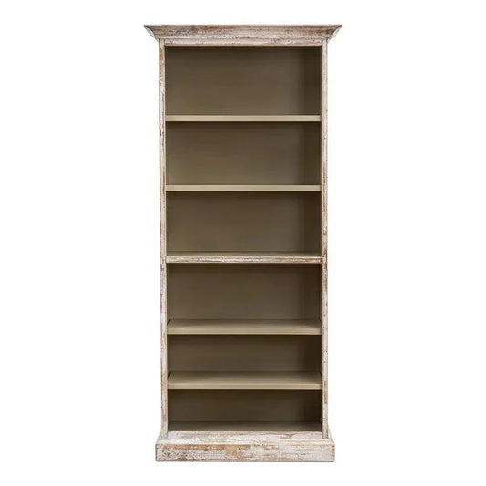 Open Shelf Bookcase Disrupted White - LOOMLAN - Sarreid - Bookcases