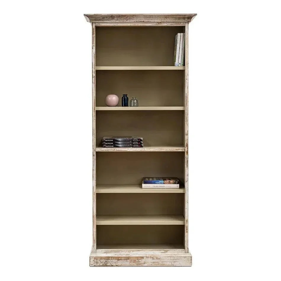 Open Shelf Bookcase Disrupted White - LOOMLAN - Sarreid - Bookcases