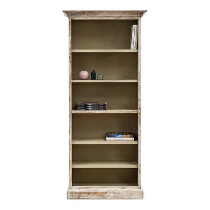 Open Shelf Bookcase Disrupted White - LOOMLAN - Sarreid - Bookcases