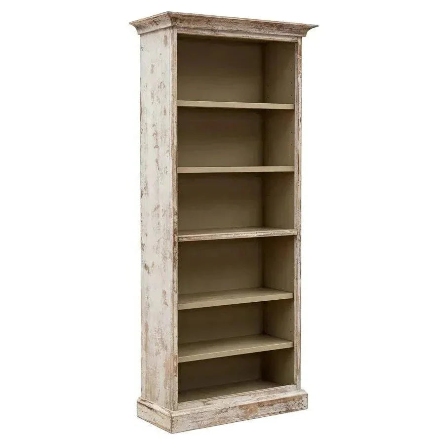 Open Shelf Bookcase Disrupted White - LOOMLAN - Sarreid - Bookcases