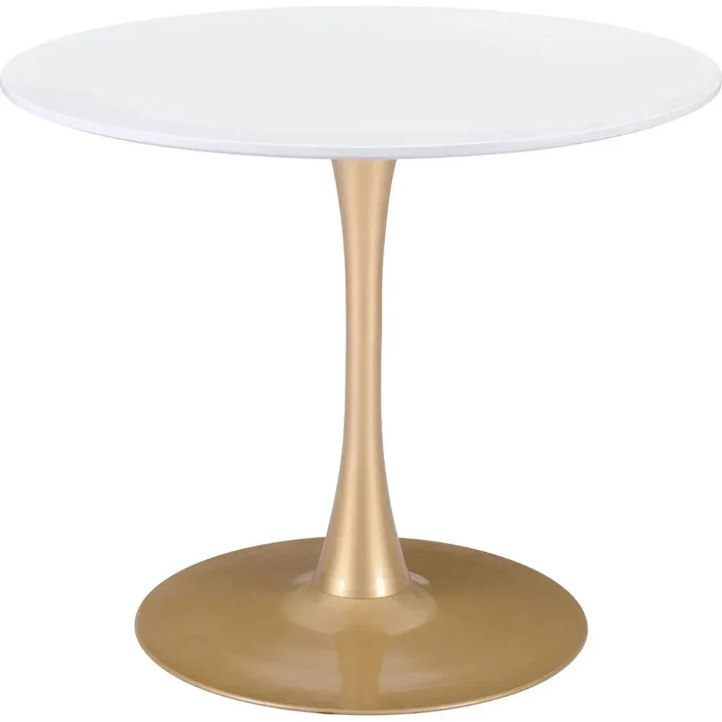 Opus Dining Table White & Gold-Dining Tables-Zuo Modern-LOOMLAN
