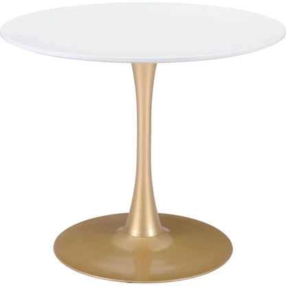 Opus Dining Table White & Gold-Dining Tables-Zuo Modern-LOOMLAN