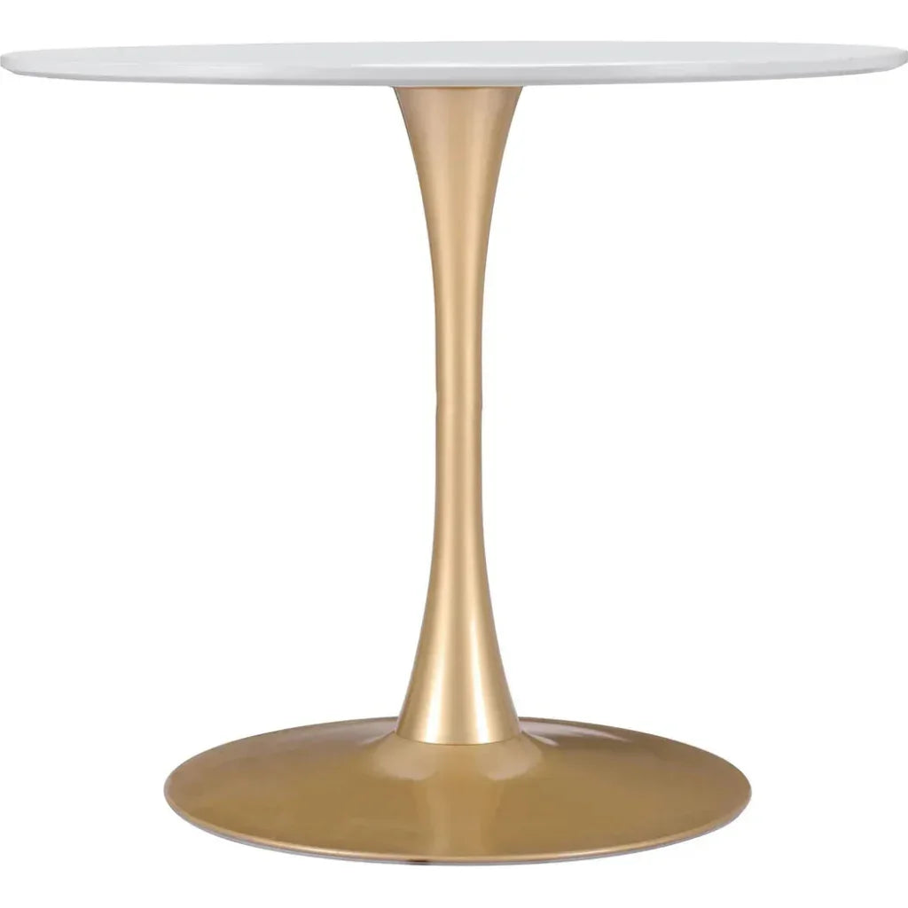 Opus Dining Table White & Gold-Dining Tables-Zuo Modern-LOOMLAN