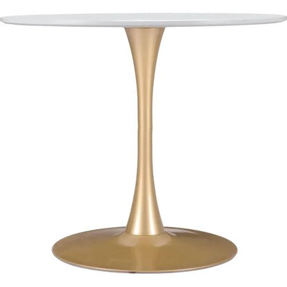 Opus Dining Table White & Gold-Dining Tables-Zuo Modern-LOOMLAN