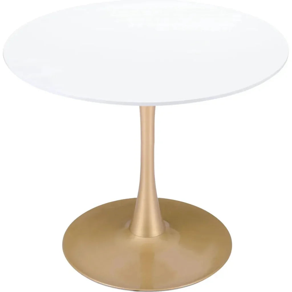 Opus Dining Table White & Gold-Dining Tables-Zuo Modern-LOOMLAN