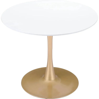 Opus Dining Table White & Gold-Dining Tables-Zuo Modern-LOOMLAN