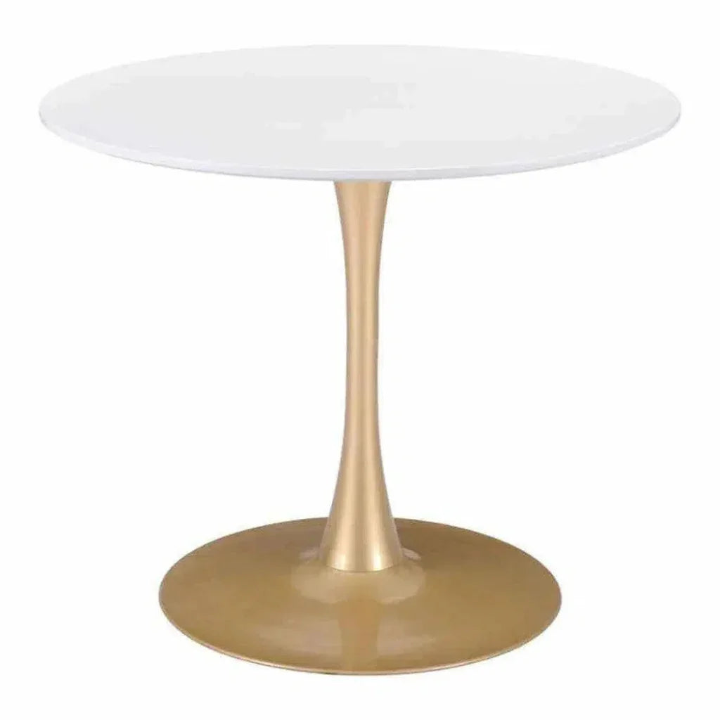 Opus Dining Table White & Gold-Dining Tables-Zuo Modern-LOOMLAN