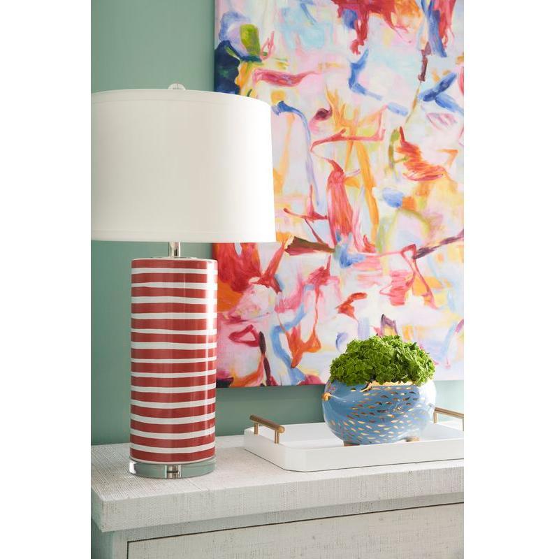 Orange Banded Hand - Painted Ceramic Table Lamp - LOOMLAN - Chelsea House - Table Lamps
