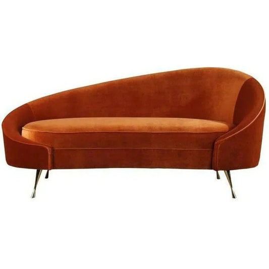 Orange Velvet Chaise Lounge Retro Style - LOOMLAN - Moe's Home - Chaises