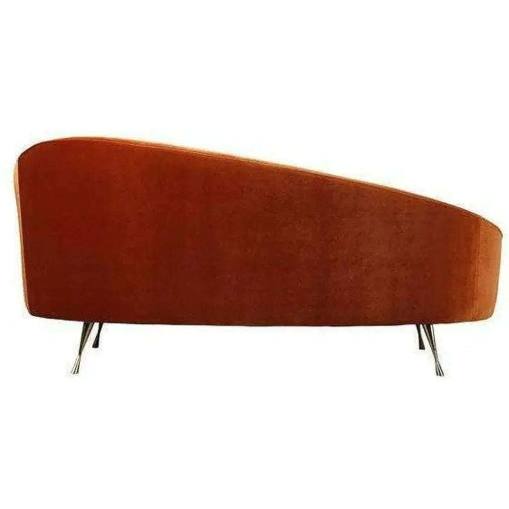 Orange Velvet Chaise Lounge Retro Style - LOOMLAN - Moe's Home - Chaises