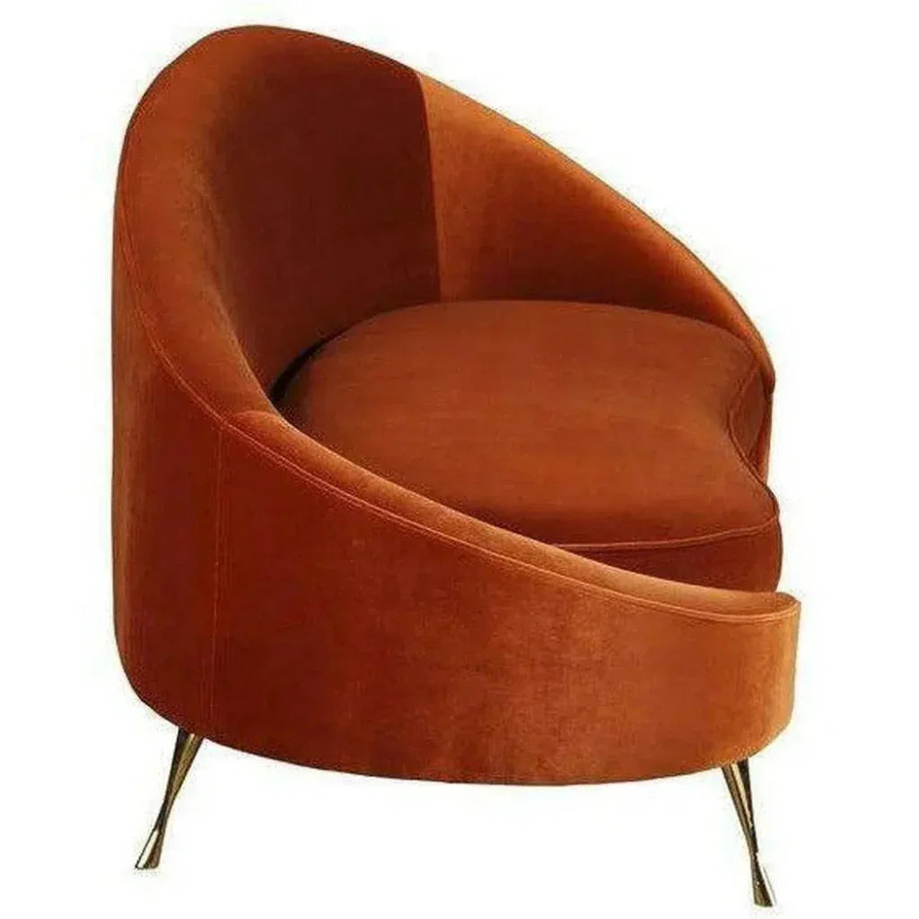 Orange Velvet Chaise Lounge Retro Style - LOOMLAN - Moe's Home - Chaises