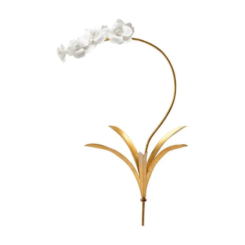 Orchid Gold Leaf Over Iron Stem Sculpture - LOOMLAN - Chelsea House - Statues & Sculptures
