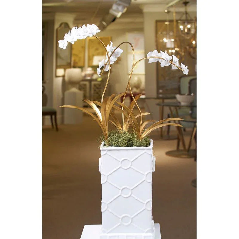 Orchid Gold Leaf Over Iron Stem Sculpture - LOOMLAN - Chelsea House - Statues & Sculptures