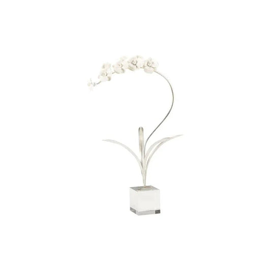 Orchid On Stand Handmade Silver Sculpture - LOOMLAN - Chelsea House - Statues & Sculptures